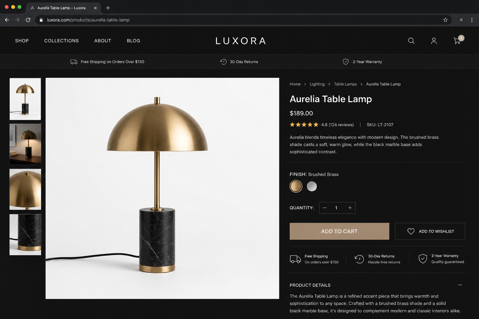 Screenshot of a realistic online shop product page